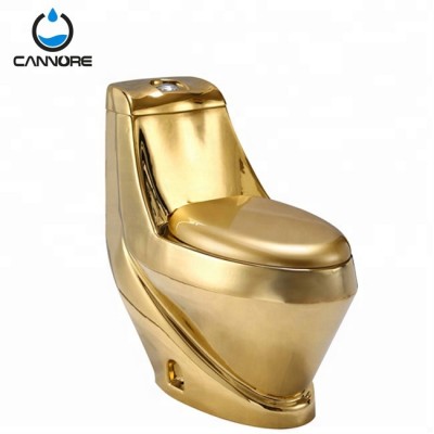 Modern Golden Sanitary Wares WC One Pieces Gold Plating Toilet from chaozhou